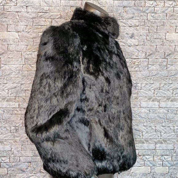VGUC Vintage Black Dyed Rabbit Fur Jkt-Sz S,Attchd scarf, nice, pretty coat! - Picture 4 of 10